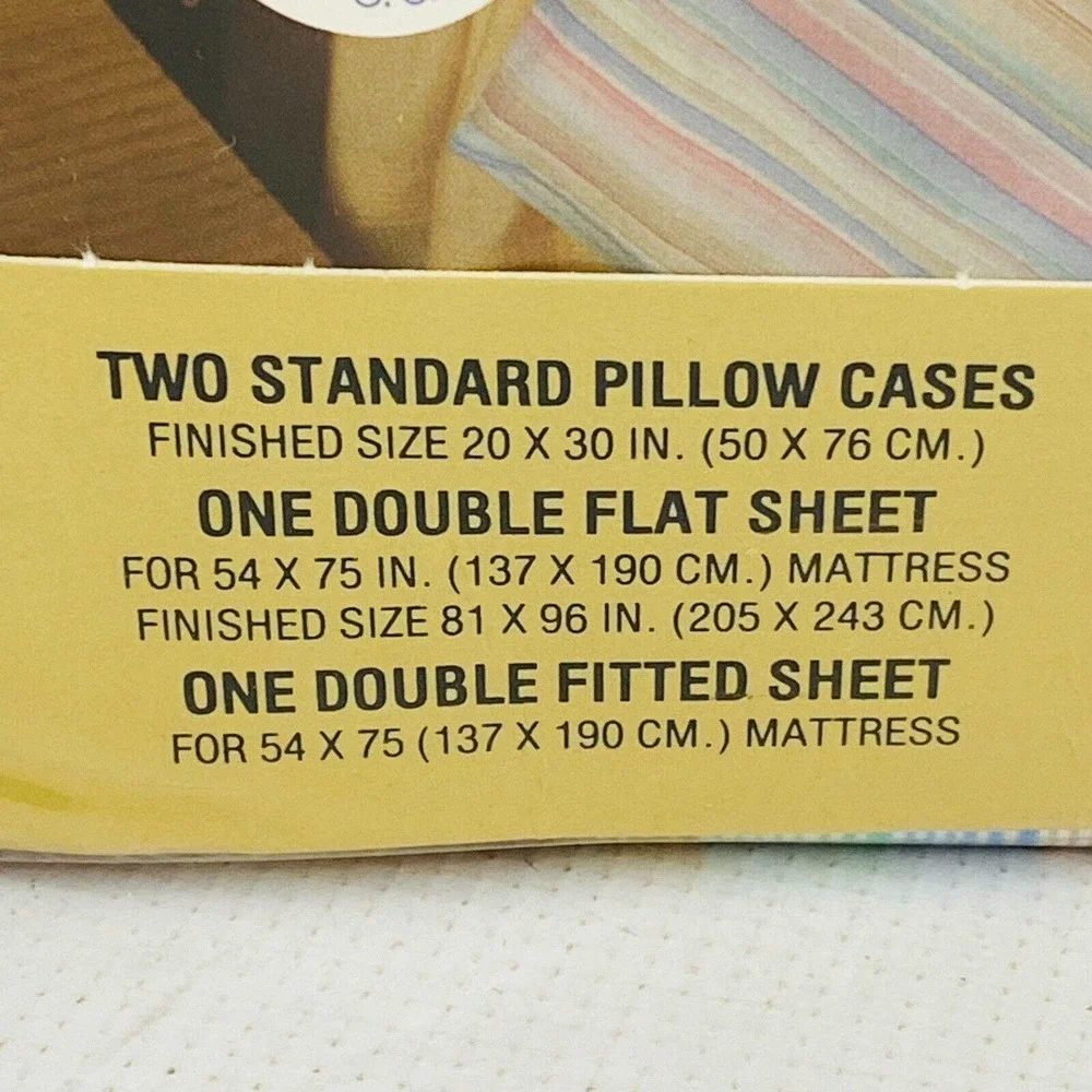 Vintage Thomaston Lucky Stripe Double Full Bed Sheet Set Pillowcases Flat Fitted